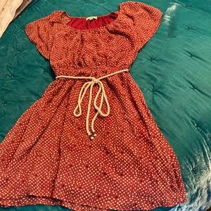 Los Angeles Dress (Modcloth), Deep Red, Size Large, Cinched Waist, Lined